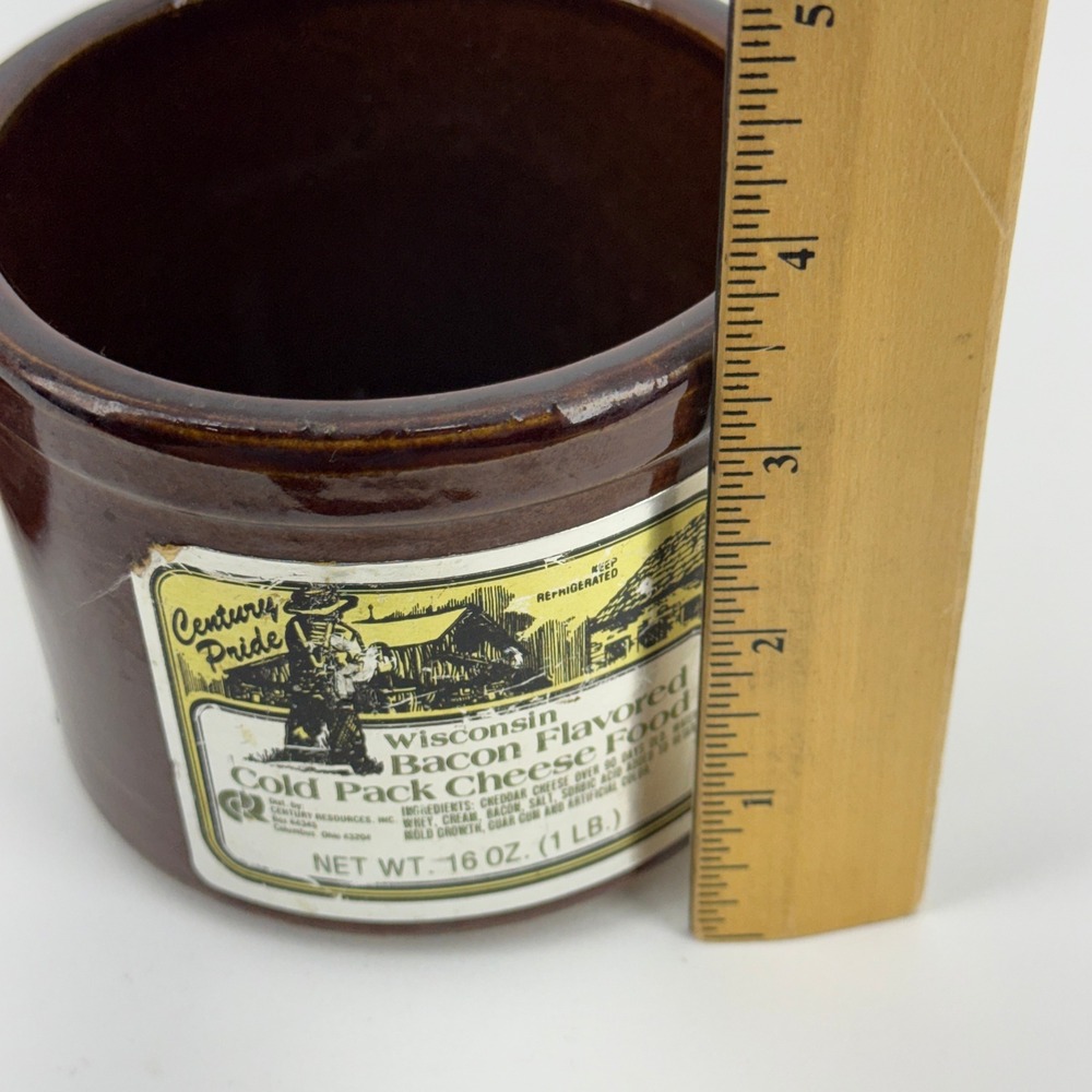 Vintage 1981 Century Pride Wisconsin Bacon Cheese Stoneware Crock with Wire Bail - Picture 11 of 11
